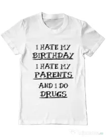 Tricou ADLER barbat I hate Alb