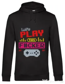 Hoodie barbat cu gluga Lets play this Negru