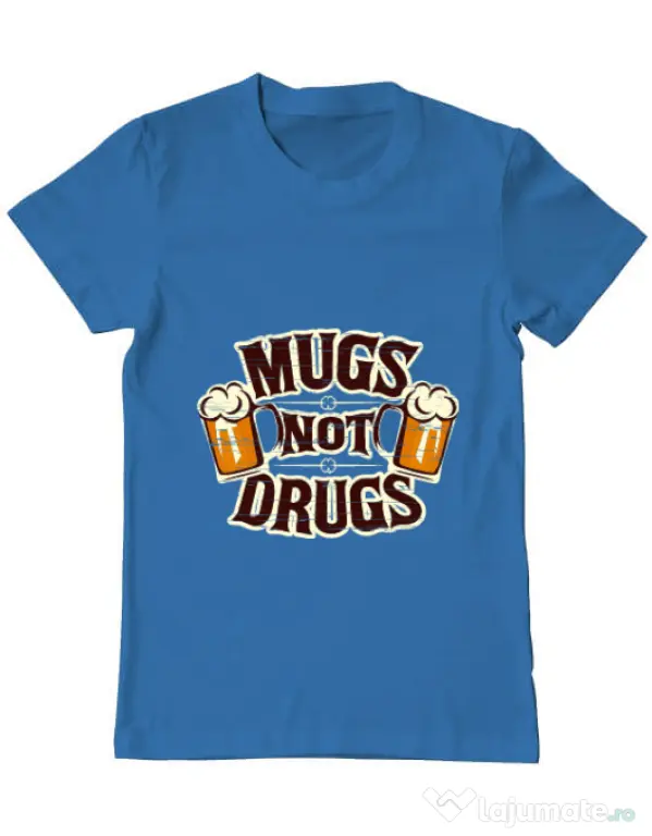 Tricou ADLER barbat Mugs not drugs Albastru azuriu
