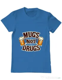 Tricou ADLER barbat Mugs not drugs Albastru azuriu