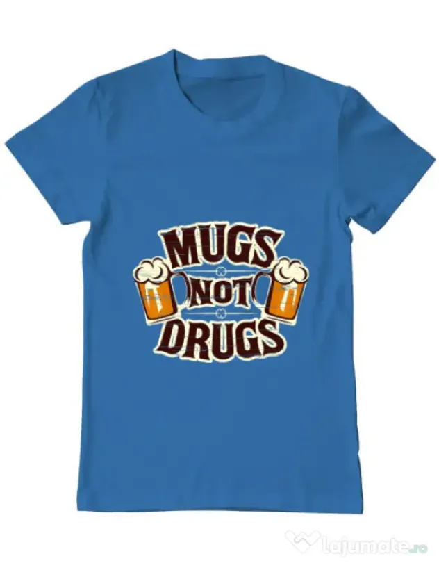 Tricou ADLER barbat Mugs not drugs Albastru azuriu