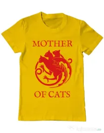 Tricou ADLER barbat Mother of cats Galben