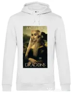 Hoodie barbat cu gluga Mother of dragons 3 Alb