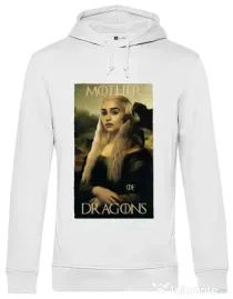 Hoodie barbat cu gluga Mother of dragons 3 Alb
