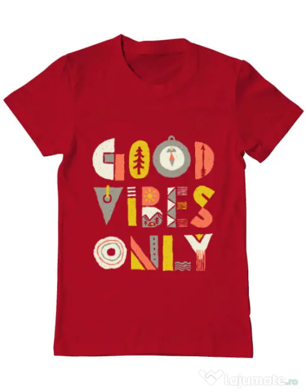 Tricou ADLER barbat Good vibes only Rosu