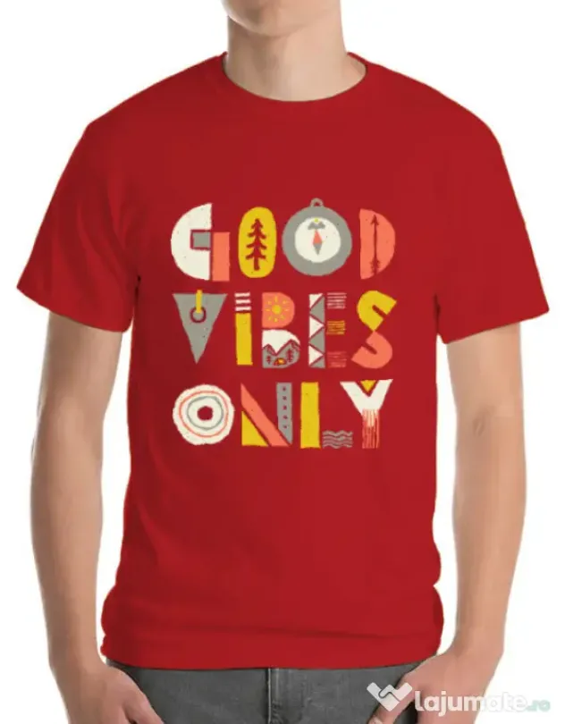 Tricou ADLER barbat Good vibes only Rosu