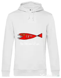 Hoodie barbat cu gluga This fish can kill you Alb