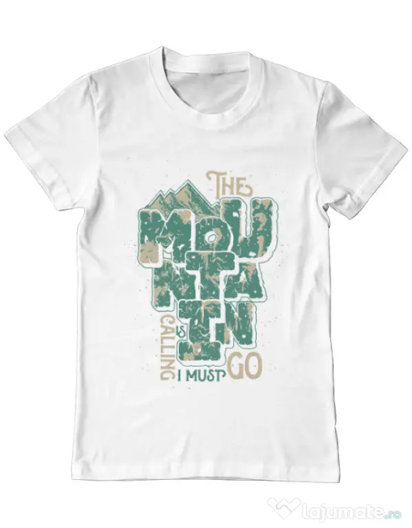 Tricou ADLER barbat The mountain is calling, I must go! Alb