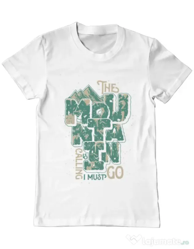 Tricou ADLER barbat The mountain is calling, I must go! Alb