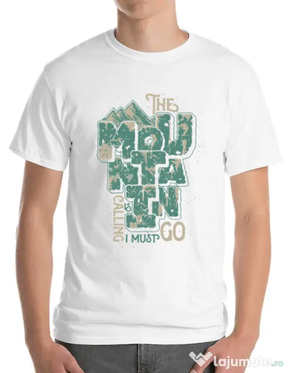 Tricou ADLER barbat The mountain is calling, I must go! Alb