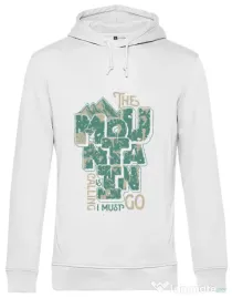Hoodie barbat cu gluga The mountain is calling, I must go! Alb