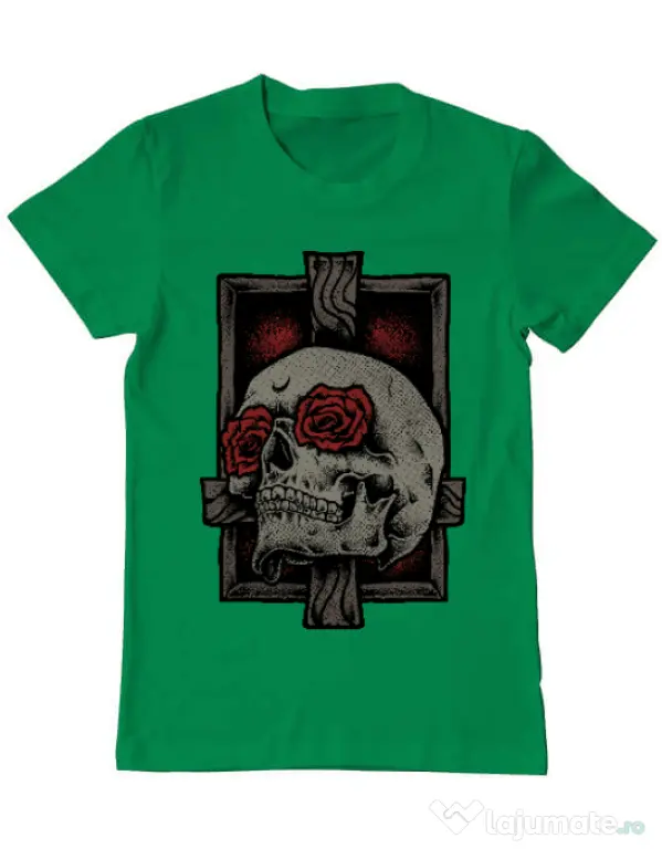 Tricou ADLER barbat Skullcross Verde mediu