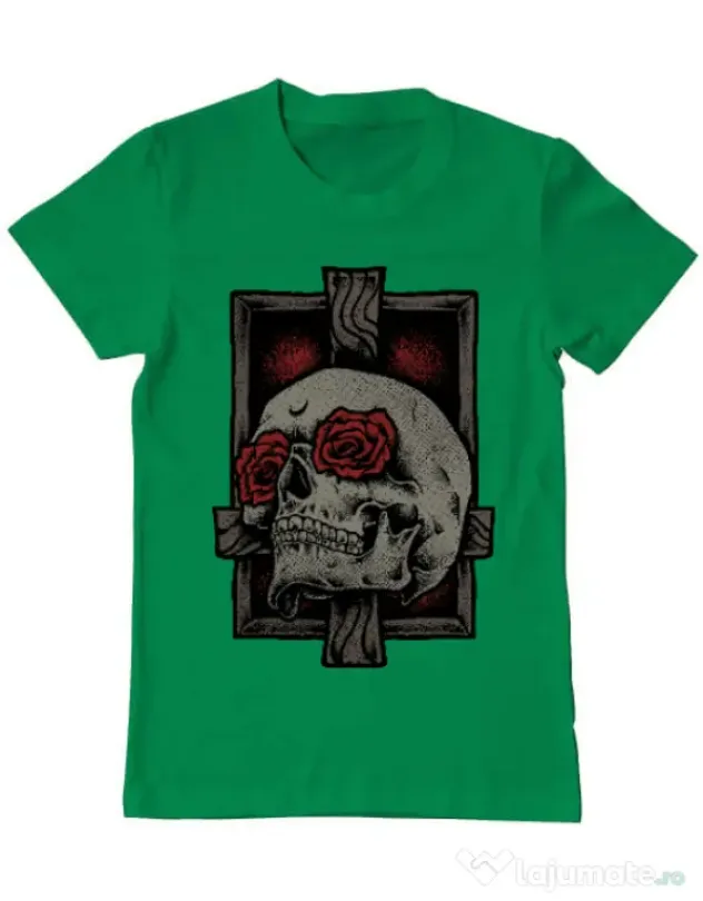 Tricou ADLER barbat Skullcross Verde mediu