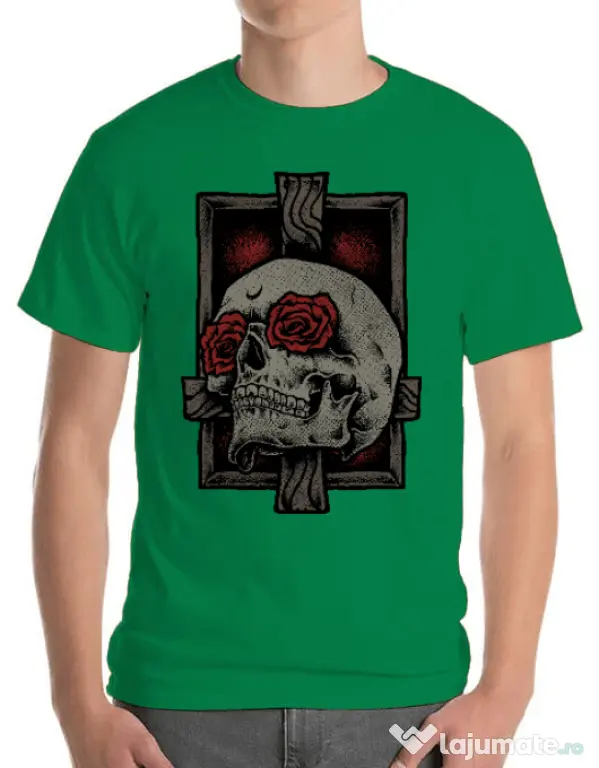 Tricou ADLER barbat Skullcross Verde mediu