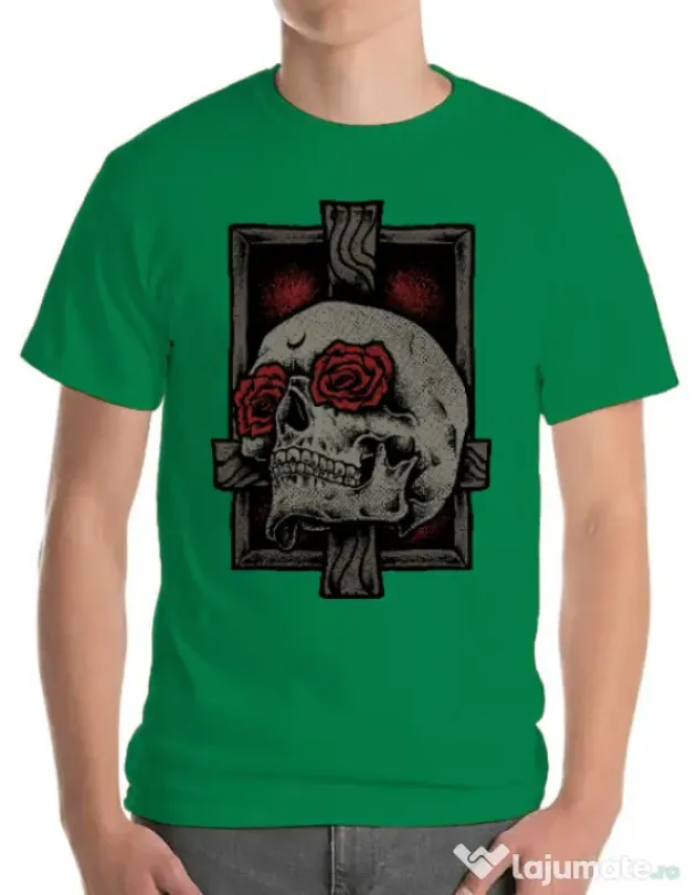 Tricou ADLER barbat Skullcross Verde mediu