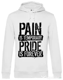 Hoodie barbat cu gluga Pain and pride Alb