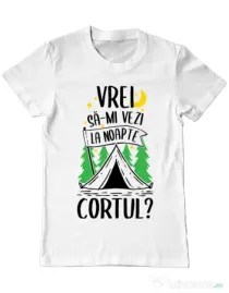 Tricou ADLER barbat Vrei sa-mi vezi la noapte cortul? Alb
