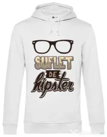 Hoodie barbat cu gluga Suflet de hipster Alb