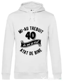 Hoodie barbat cu gluga 40 de ani Alb