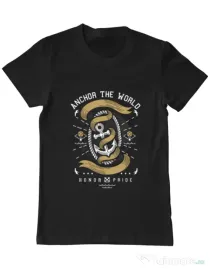 Tricou ADLER barbat Anchor The World Negru