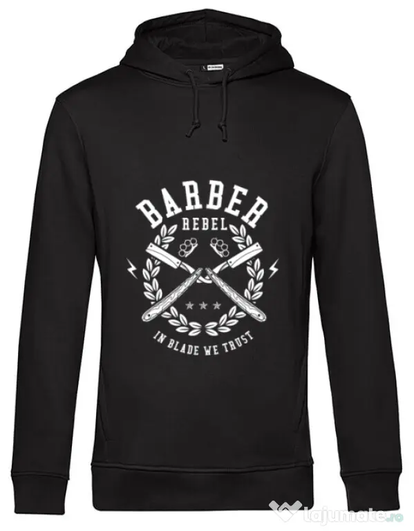 Hoodie barbat cu gluga Barber Rebel Negru