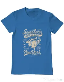 Tricou ADLER barbat Speed Racer Albastru azuriu
