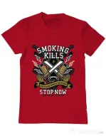 Tricou ADLER barbat Smoking Kills Rosu
