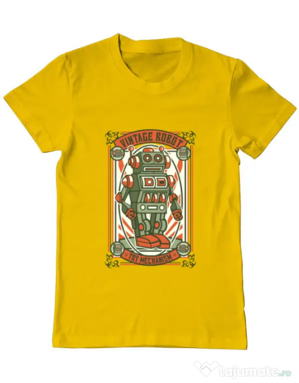 Tricou ADLER barbat Vintage Robot Galben