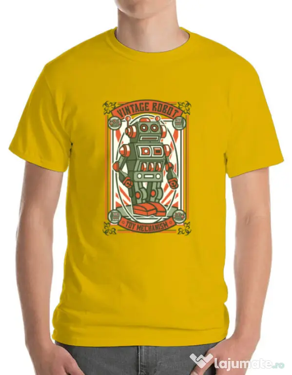 Tricou ADLER barbat Vintage Robot Galben