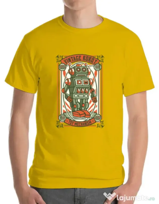 Tricou ADLER barbat Vintage Robot Galben