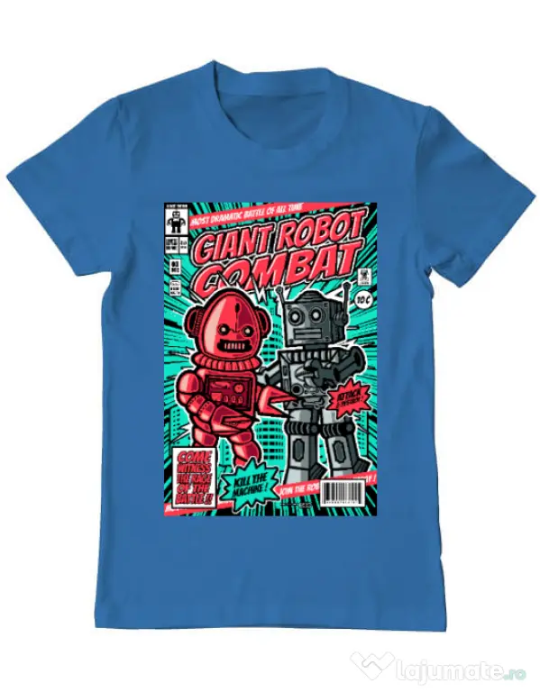 Tricou ADLER barbat Giant robot combat Albastru azuriu