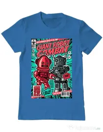 Tricou ADLER barbat Giant robot combat Albastru azuriu