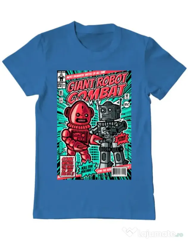 Tricou ADLER barbat Giant robot combat Albastru azuriu