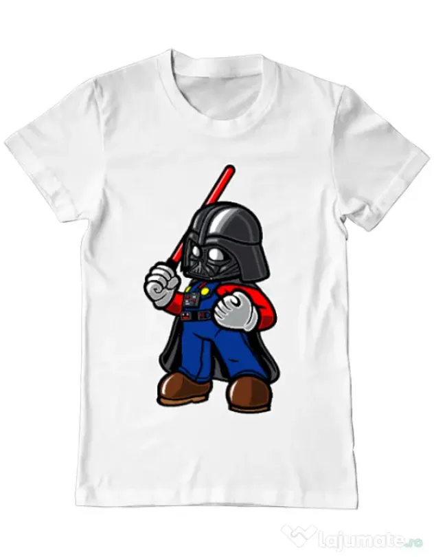 Tricou ADLER barbat Darth plumber Alb