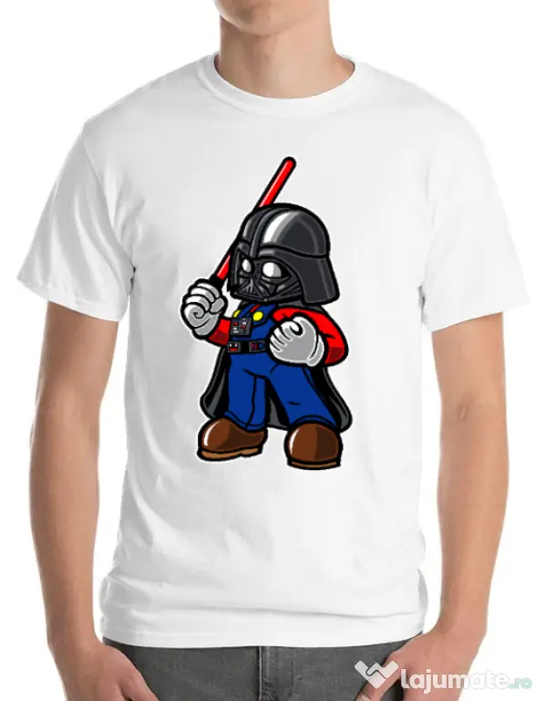 Tricou ADLER barbat Darth plumber Alb