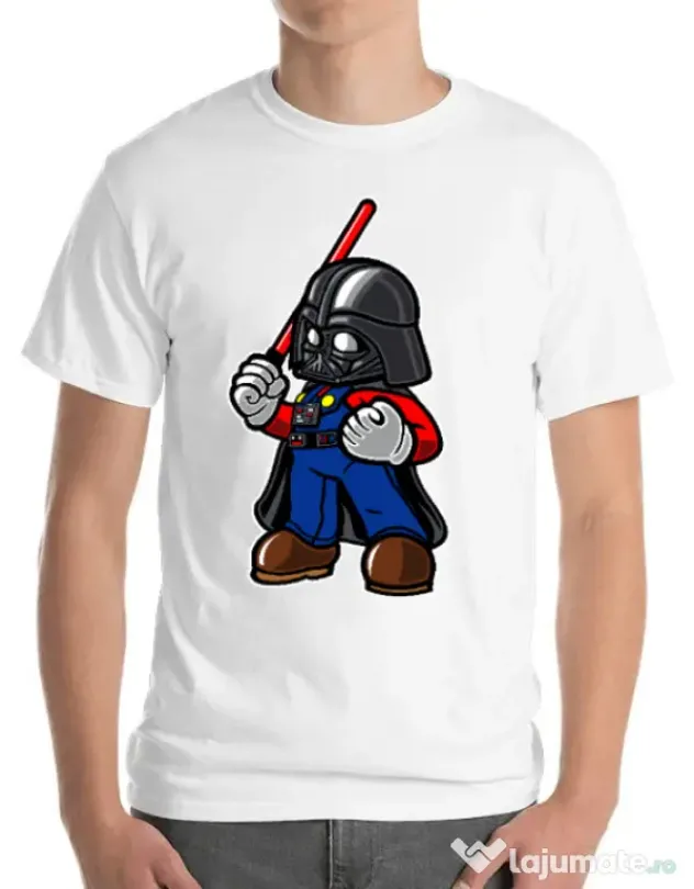 Tricou ADLER barbat Darth plumber Alb