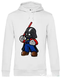 Hoodie barbat cu gluga Darth plumber Alb