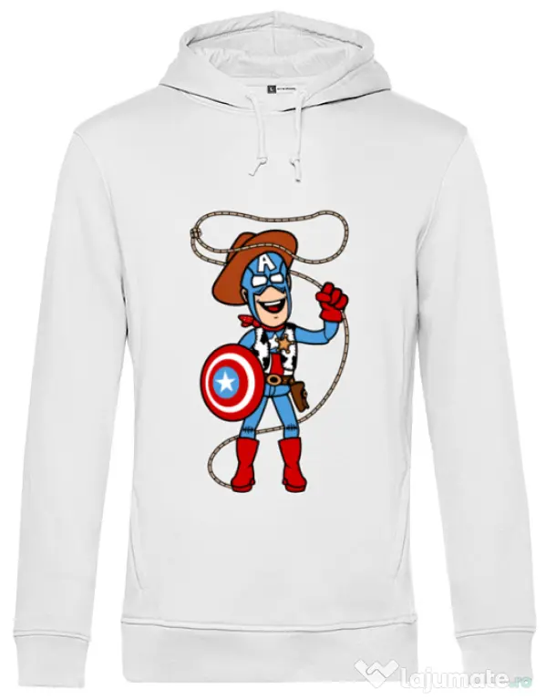 Hoodie barbat cu gluga Captain Woody Alb