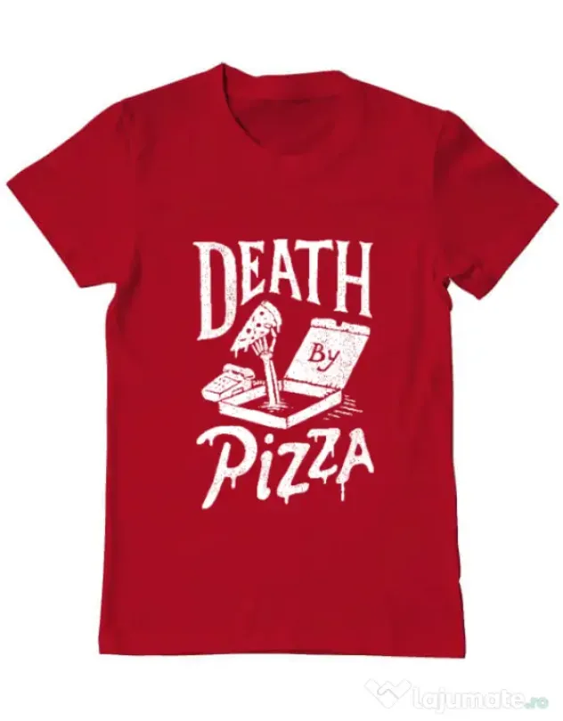 Tricou ADLER barbat Death By Pizza Rosu
