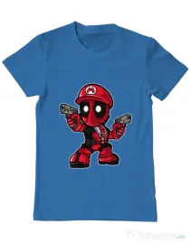 Tricou ADLER barbat Mario Deadpool Albastru azuriu