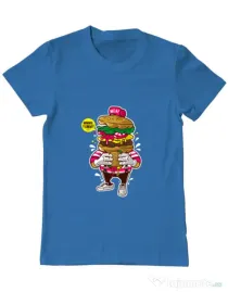 Tricou ADLER barbat I Love Burger Albastru azuriu