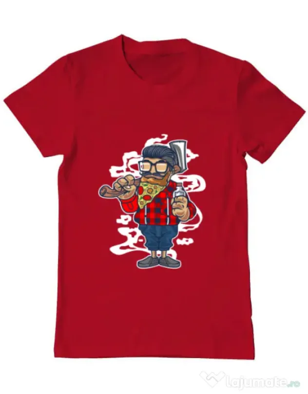 Tricou ADLER barbat Pizza Beard Rosu