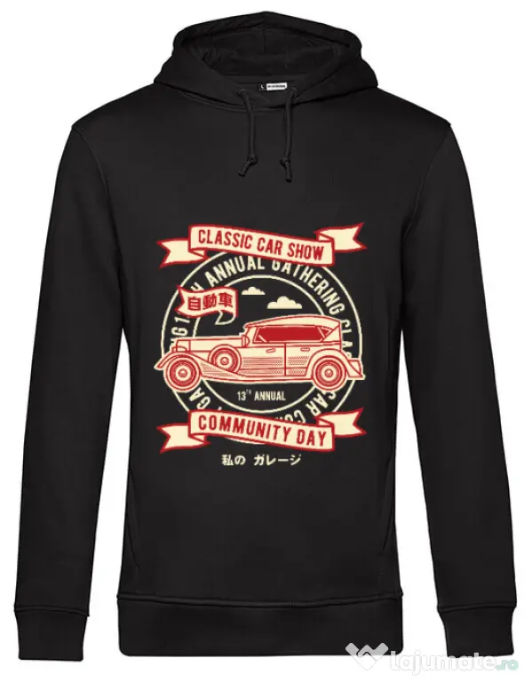 Hoodie barbat cu gluga Classic Car Show Negru