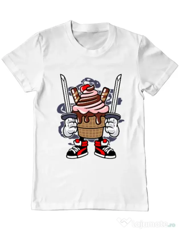 Tricou ADLER barbat Ice Cream Ninja Alb