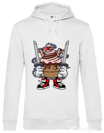 Hoodie barbat cu gluga Ice Cream Ninja Alb
