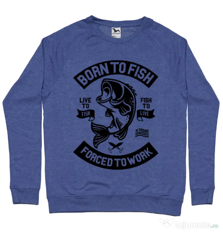 Bluza ADLER barbat Born To Fish Albastru melanj