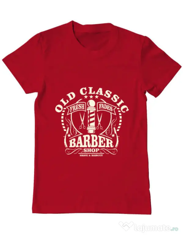 Tricou ADLER barbat Old Classic Barber Rosu