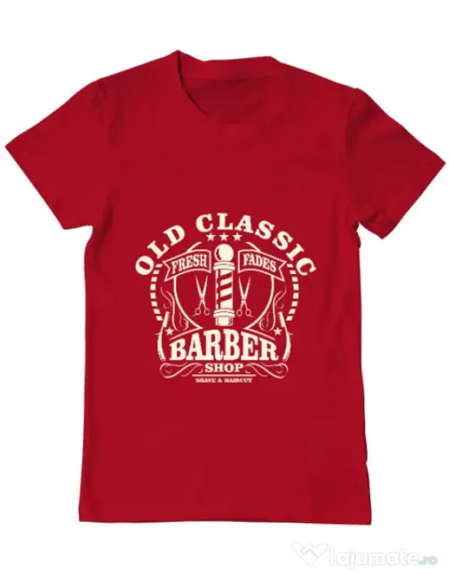 Tricou ADLER barbat Old Classic Barber Rosu