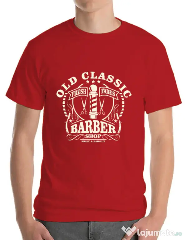 Tricou ADLER barbat Old Classic Barber Rosu