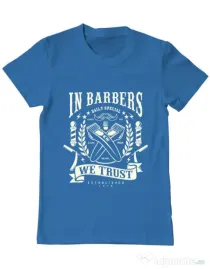 Tricou ADLER barbat In Barbers We Trust Albastru azuriu